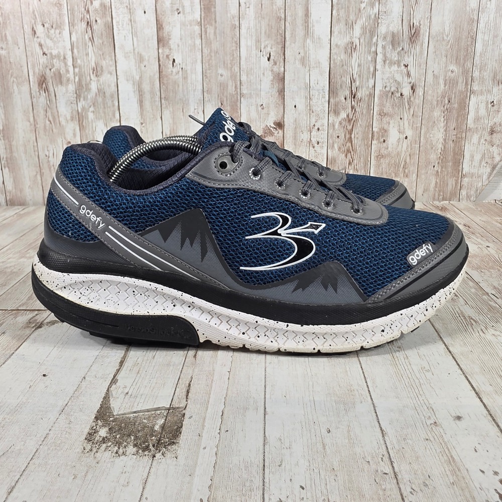 Gravity Defyer Ion Men 12 Navy Blue Grey VersoShock Walking Shoes TB9024MUG-M